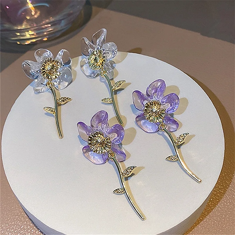 

Needle Super Fairy Acrylic Flower Earring New Trend Minor Design Sense Earring Summer Simple Earring Women