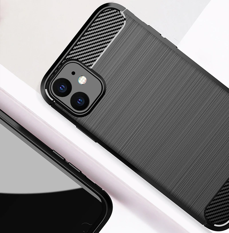 Чехол из углеродного волокна для Apple iPhone 11 силиконовый мягкий чехол ТПУ с