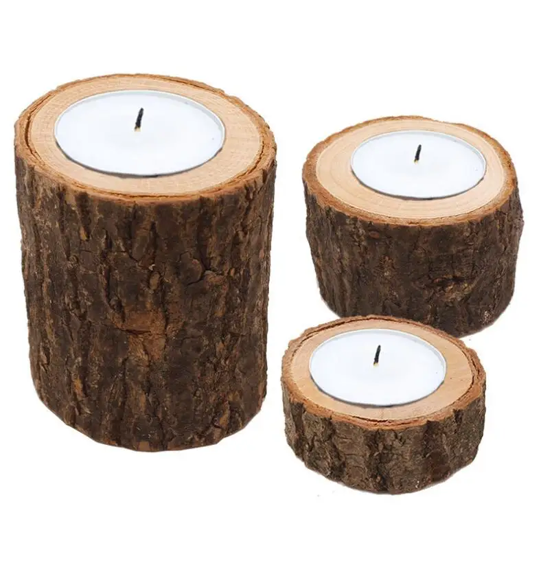 Подсвечник из натуральной древесины сосны/деревянный чайный светильник