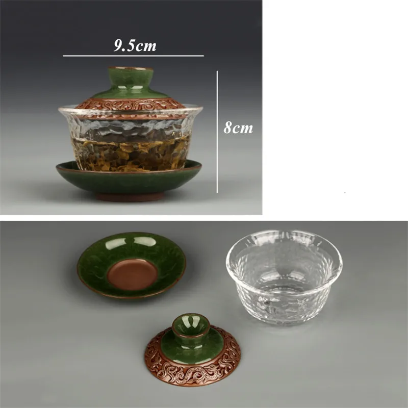 

Heat Resistant Glass Ceramic Ice Crack Glazed Gaiwan Tea Set Office Teacup Porcelain Transparent Tea Pot Travel Kung Fu Kettle
