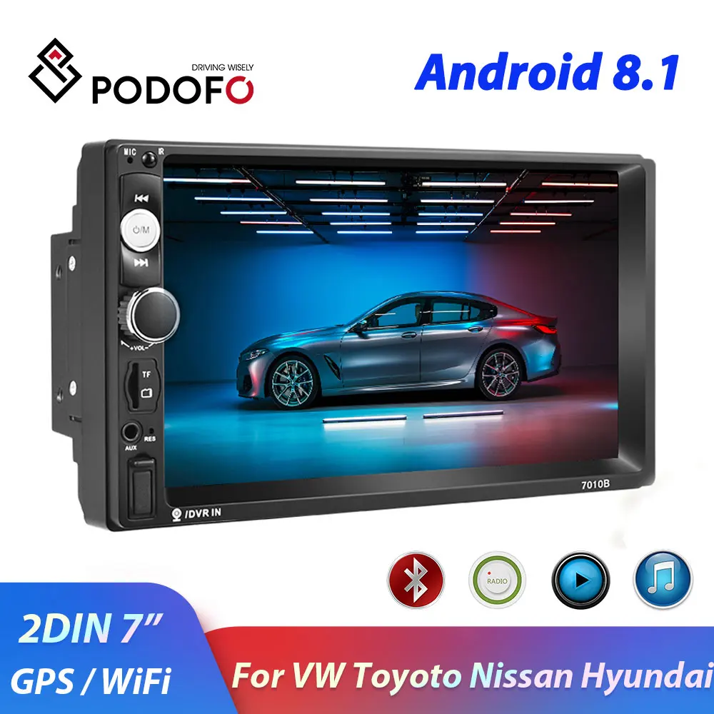 Podofo 2din автомобильный Радио Android GPS Navi WiFi 7 &quotавтомобильный мультимедийный плеер