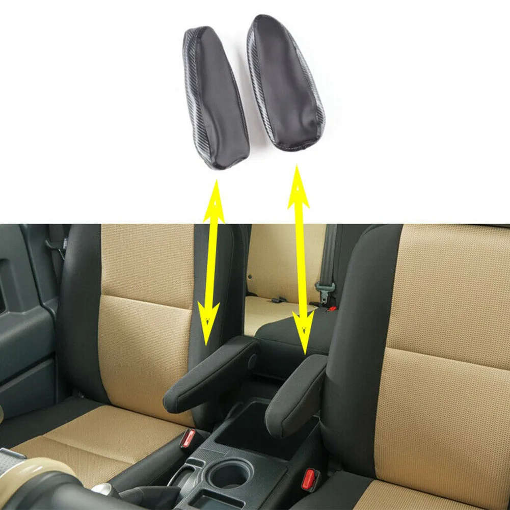 2x Car Center Console Seat Lid Armrest Cover Skins Trim Black Carbon Fiber Leather For Toyota FJ Cruiser 2007-2012 Car Parts