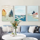 Пейзаж сезона, иллюстрация, картина в мультяшном стиле, сывороточное поле, холст, живопись, настенный художественный плакат для гостиной, домашний декор