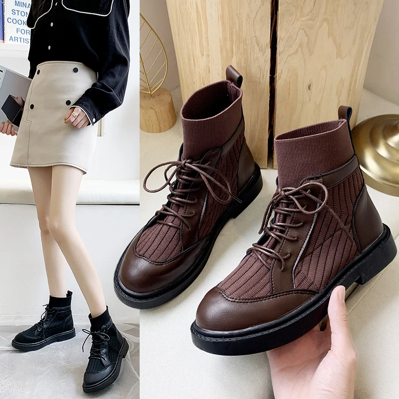 

Woman Shoes New Autumn Winter Ladies Platform Boots Fashion Sock Keep Warm Boots Snow Non-slip Wild Fashion Chelsea Boots Women