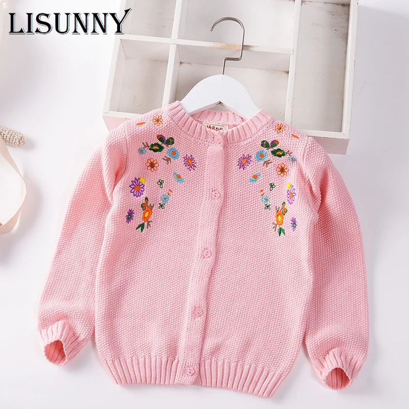 

Baby Girls Cardigan Sweater 2021 Autumn Infants Children Cotton Knitwear Embroidered Floral Fall Kids Coat Toddler Clothes 2-7y