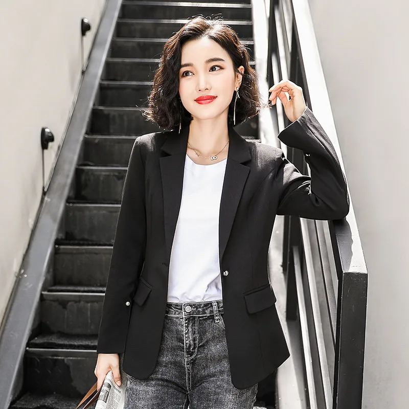 Белый пиджак с длинным рукавом весенний и осенний костюм однотонный