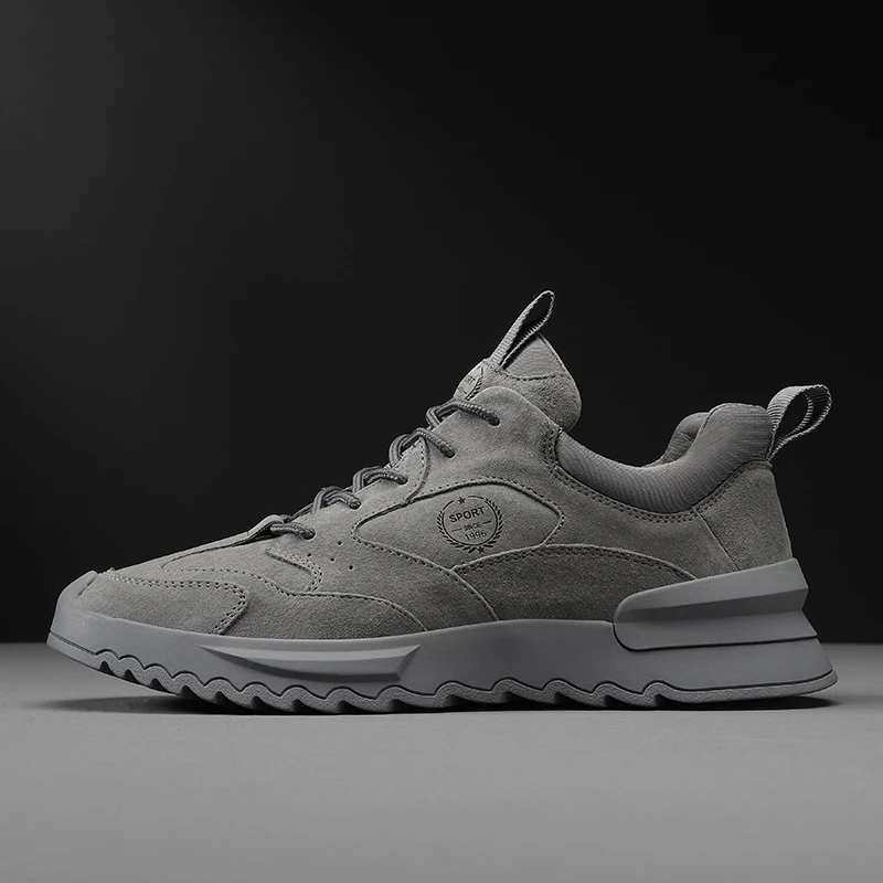 Luxury Genuine Leather Cow Suede Shoes Men Casual Flat Lace Up Outdoor Men's Sneakers Male Leisure Walk Fashion Footwear | Обувь