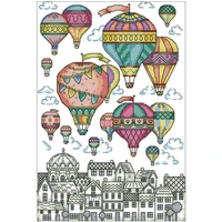 hot air balloon town patterns counted cross stitch 11ct 14ct 18ct diy cross stitch kits embroidery needlework sets home decor