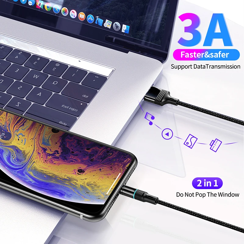 Зарядный магнитный кабель Micro USB/Type C/Lightning 1/2/3м цвета в ассортименте|Зарядные