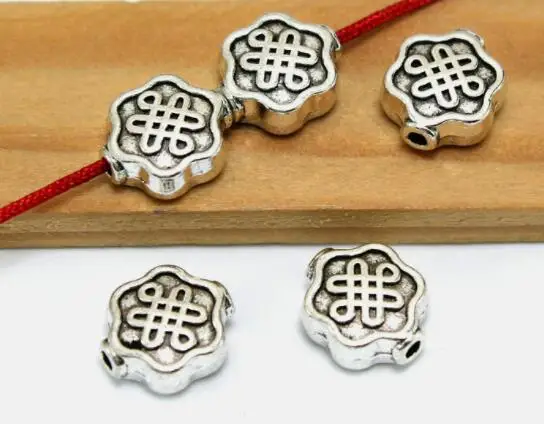 10mm 20pcs/lot Tibetan Silver Chinese knot Bead Antique Loose Bead Spacer Connectors for DIY Jewelry Making bracelet fg4z