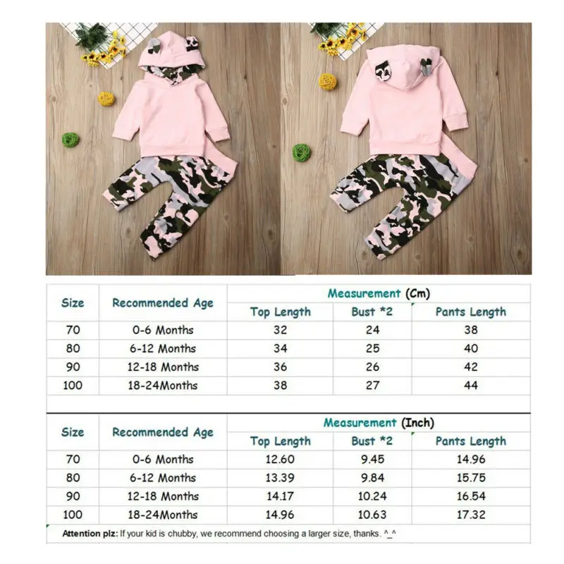 

2PCS Set Hooded Print Toddler Baby Girl Clothes Casual Cotton Long Sleeve Hooded Tops +Pants Outfits 0-24 Months