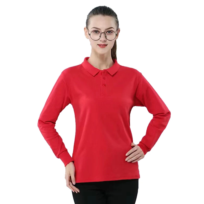 

Рубашка-поло женская с длинным рукавом, однотонная Удобная дышащая приталенная одежда с отложным воротником, большие размеры, весна-осень