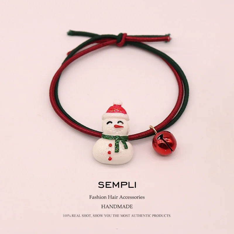 Snowman Sempli, 22 вида, высокие нейлоновые резинки, рождественский сезон, колокольчик, эластичные резинки для волос, для женщин, девочек, Санта Клаус, Рождественская елка, головные уборы - Цвет: Snowman
