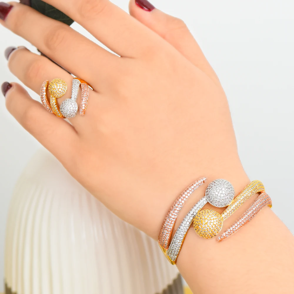 Missvikki Модный Браслет Кольцо Ювелирный Набор Открытый регулируемый размер