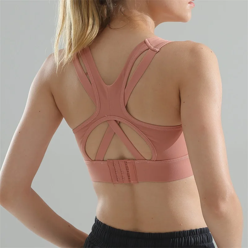 Женский мощный спортивный Спортивный бюстгальтер без косточек с перекрестными
