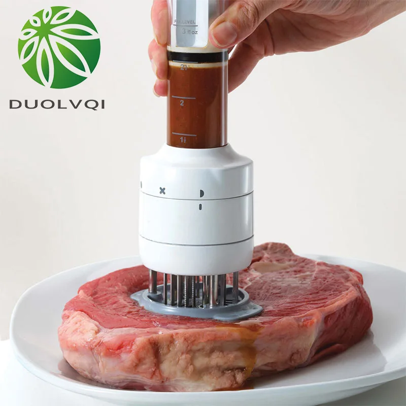 

Duolvqi Multifunctional Meat Tenderizer Needle Stainless Steel Steak Meat Injector Marinade Flavor Syringe Kitchen Tools