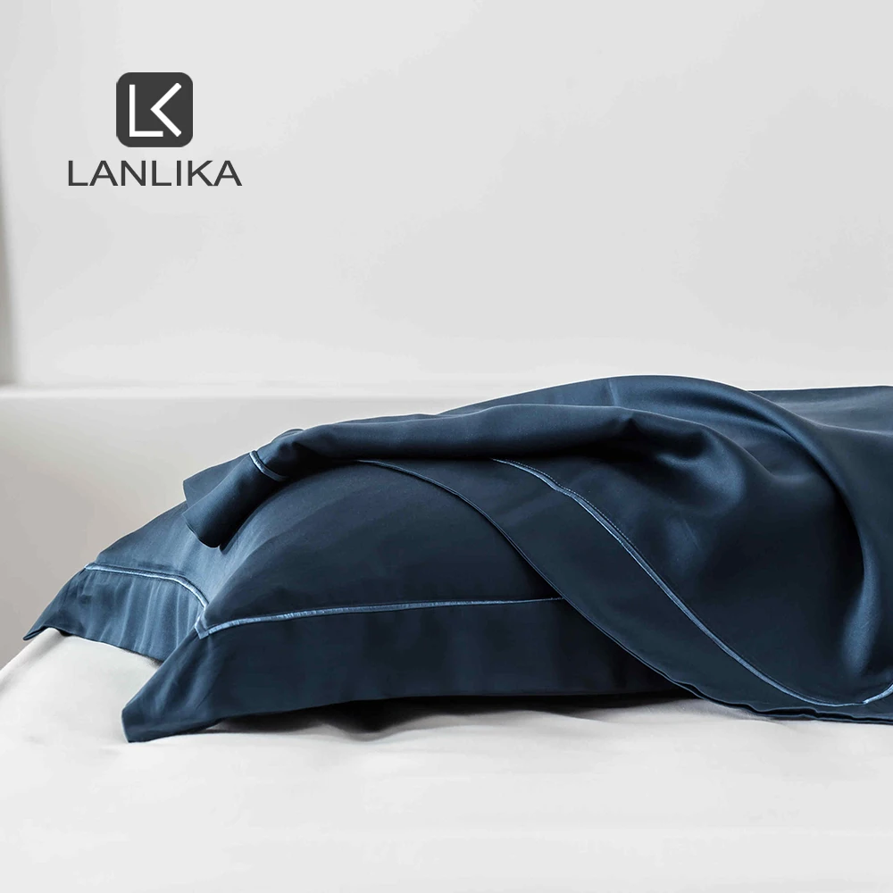 Lanlika 100% Шелковая благородная синяя наволочка для подушки мужчин 6A класс 25 Момми