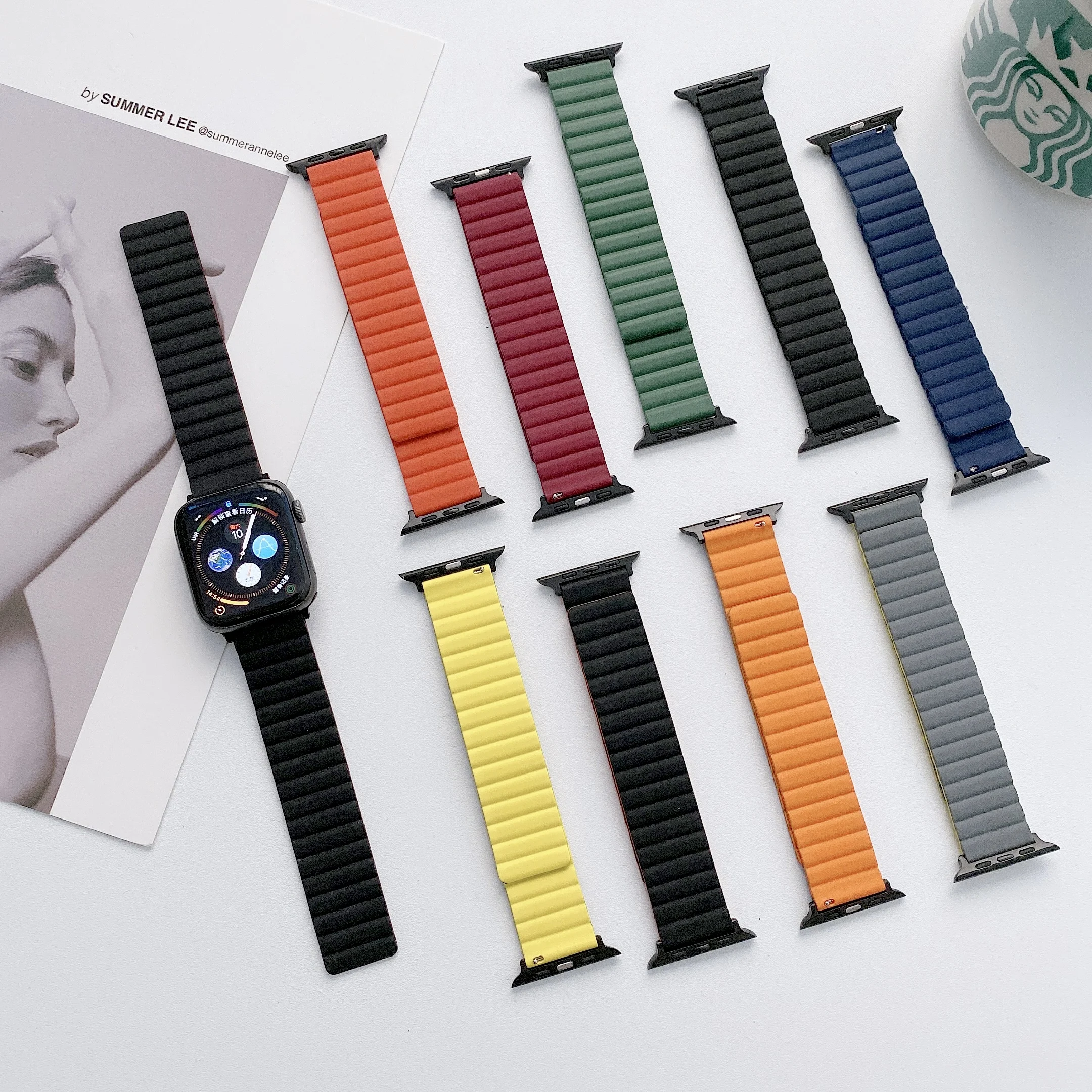 

for Apple Watch Band 44mm 40mm 42mm 38mm Watchband Silicone Belt Magnetic Loop Watch Strap for Apple SE Series 6 5 4 3 2 1