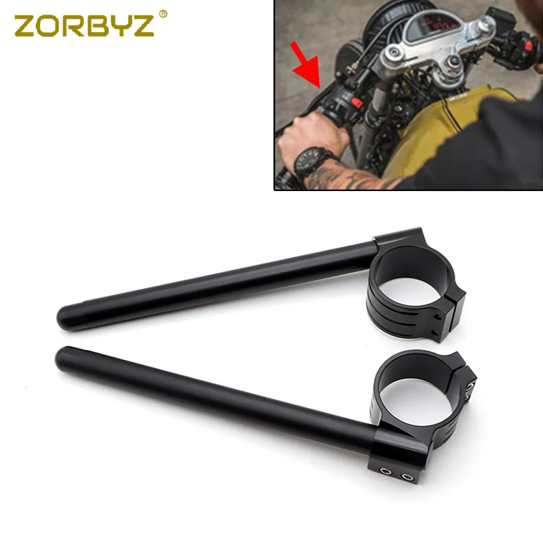 ZORBYZ 58 мм ЧПУ черный зажим-клипса Ons Руль Бар Вилка трубка для Benelli Leoncino 500 |