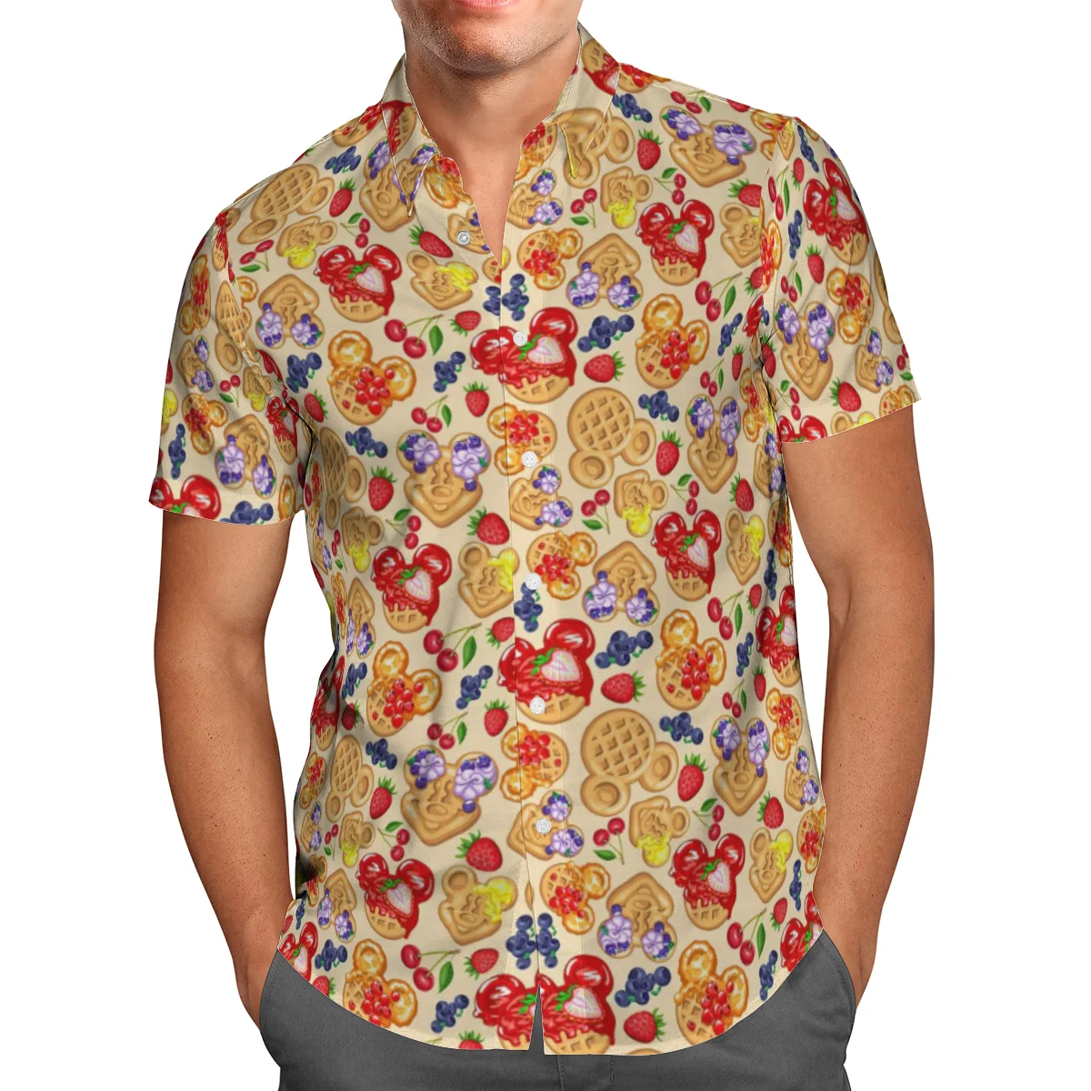 

Chocolate Print Short Sleeve Shirts For Men Loose Cardigan Button Shirt Plus Size Hawaiian Style Summer 2021 Ventilated Shirt-10