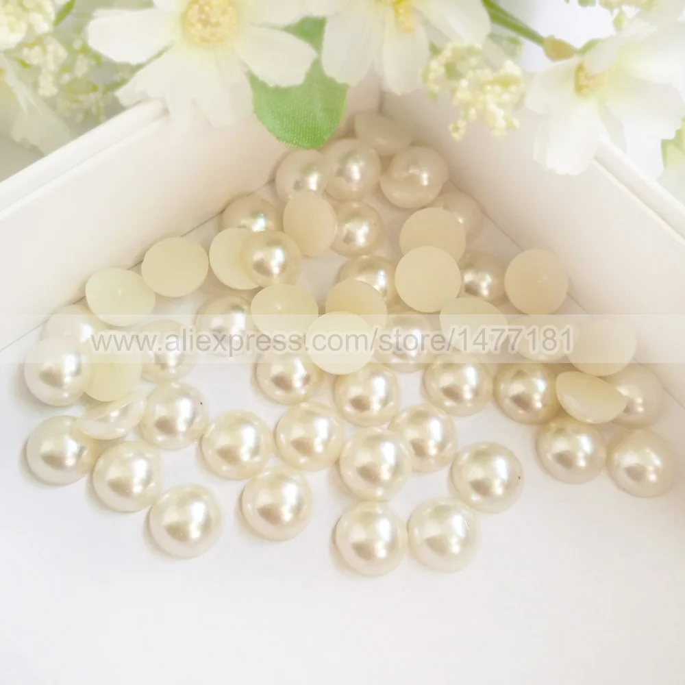 50 шт. белый цвет слоновой кости 12 мм полукруглый жемчуг плоская задняя часть