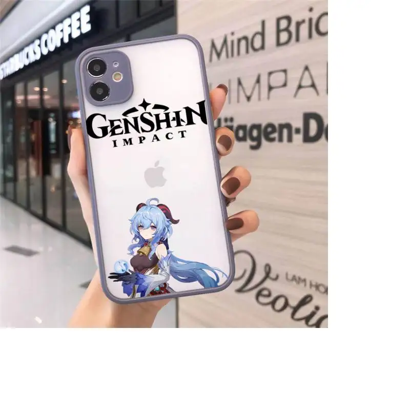 

Genshin impact zhongli Phone Case For iPhone 12 11 Mini Pro XR XS Max 7 8 Plus X Matte transparent Gray Back Cover