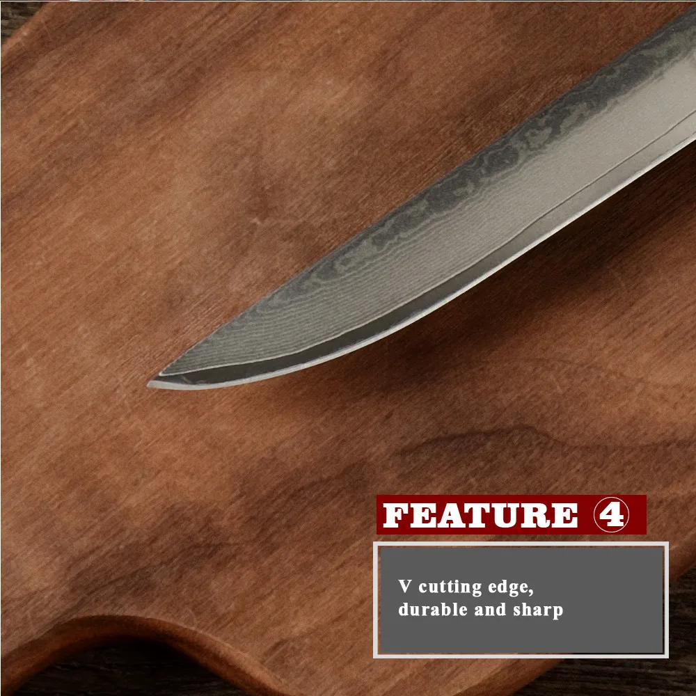 Нож для рыбалки из дамасской стали Sowoll 6 дюймов кухонный шеф повар с деревянной