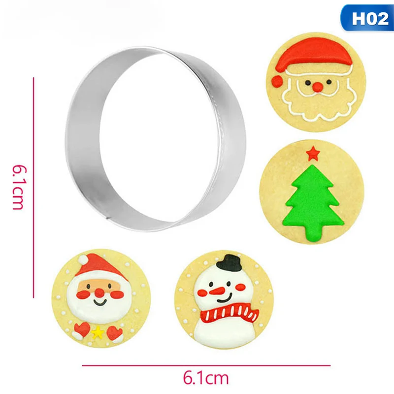 02 Stainless Steel Biscuit Mould Santa Claus Shape Fondant Cake Mold DIY Sugar Craft Xmas 3D Pastry Cookie Cutters Cake Tools - Color: 02