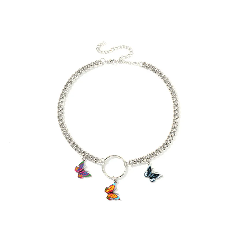 Женское Ожерелье чокер с бабочкой Массивное колье на цепочке до ключиц