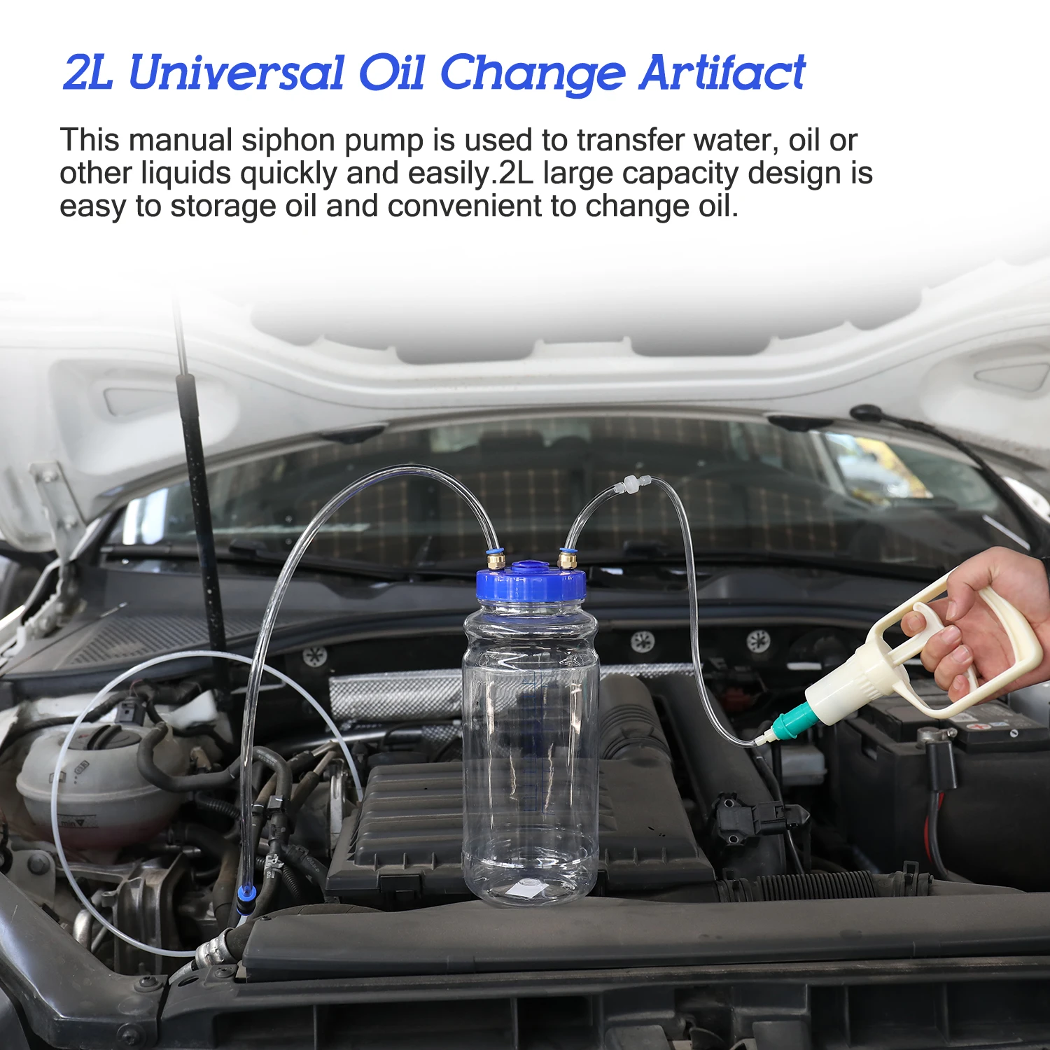 

2L Universal Manual Oil Change Suction Vacuum Pump Automobiles Manual Pump Suction Oil Vacuum Pump Maintenance Tool