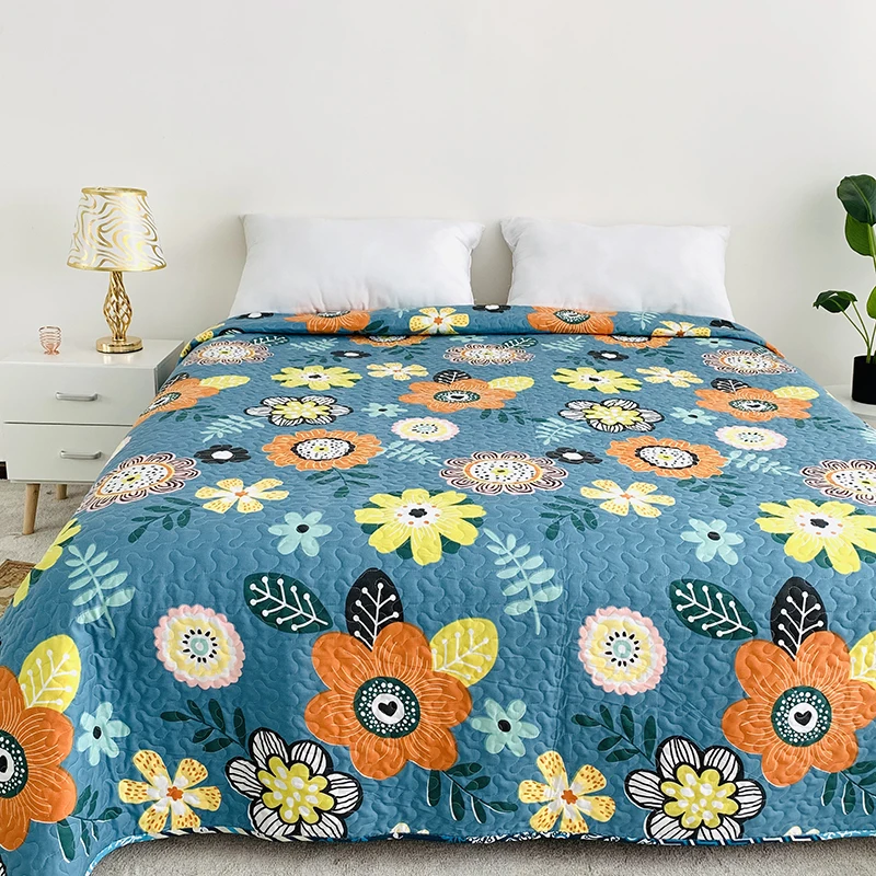 

New Style Floral Printed Quilt Polyester Bedspreads Quilted Bed Covers Blanket For Bed Twin King Queen Full Size