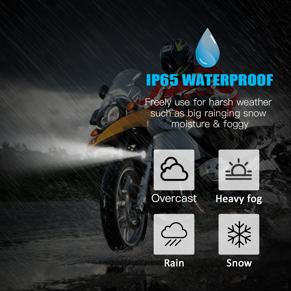 Универсальные светодиодные передние фары для мотоцикла 2 шт. 60 Вт 12D линзы