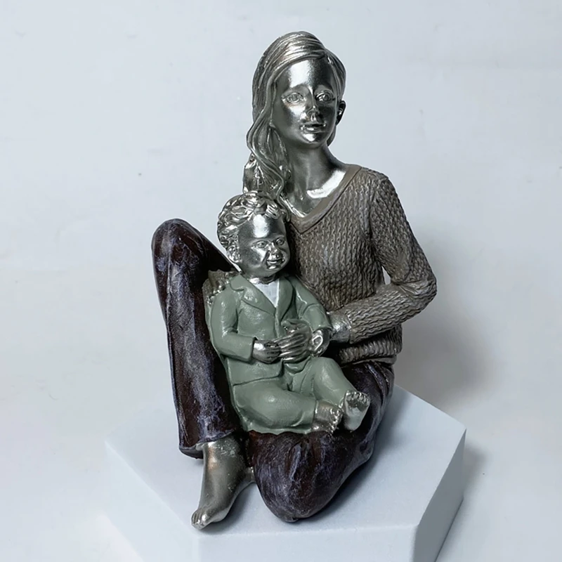 

Фигурка мамы и сына, украшение для дома, скульптура, поделки из смолы, художественные украшения, украшение для дома, подарок для семьи