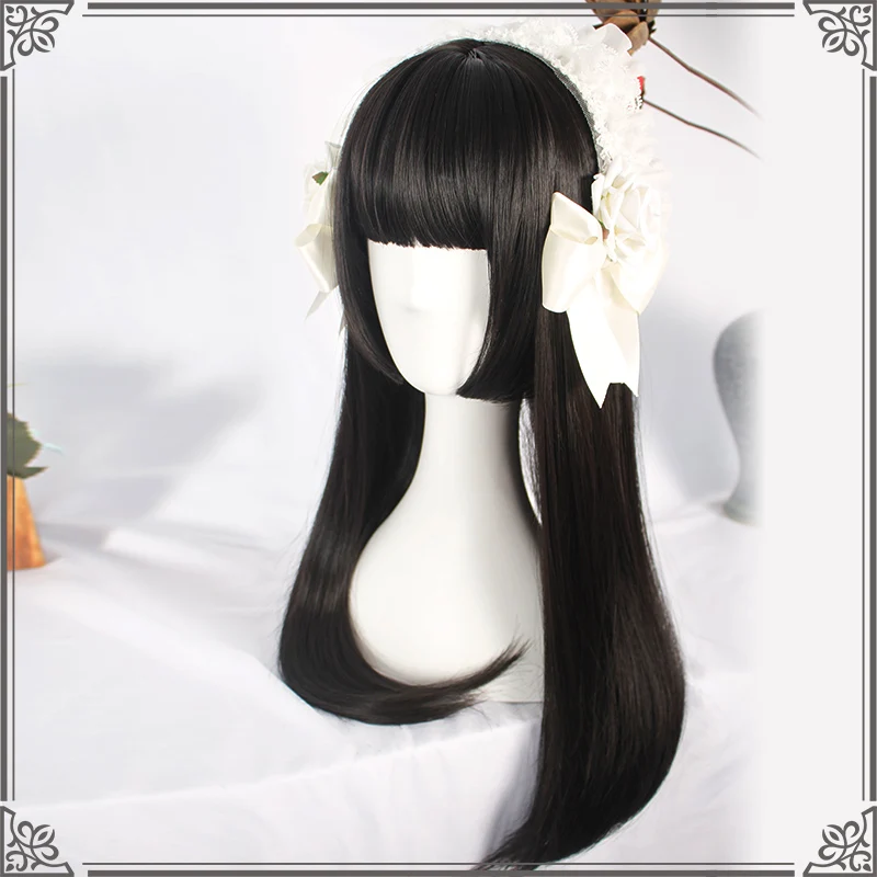 

Black Anime Hair Cosplay Long Straight Anime Wig Cute For Women Anime Hair Long With Bangs Halloween Cosplay Accessories