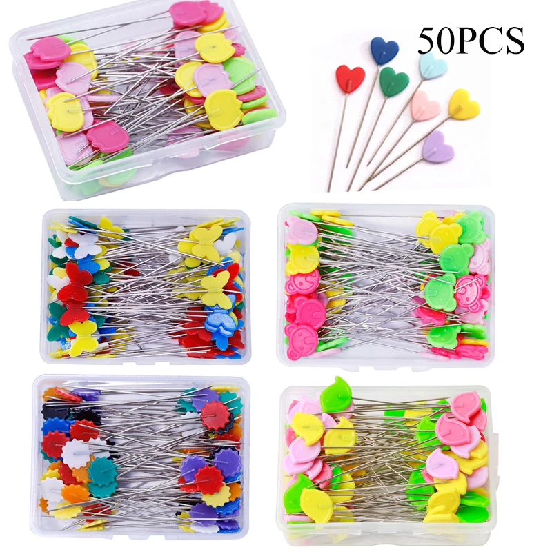 

50pcs/box Dressmaking Pins Embroidery Patchwork Pins Mixed Color Sewing Patchwork Pins DIY Sewing Tool Needle Accessories