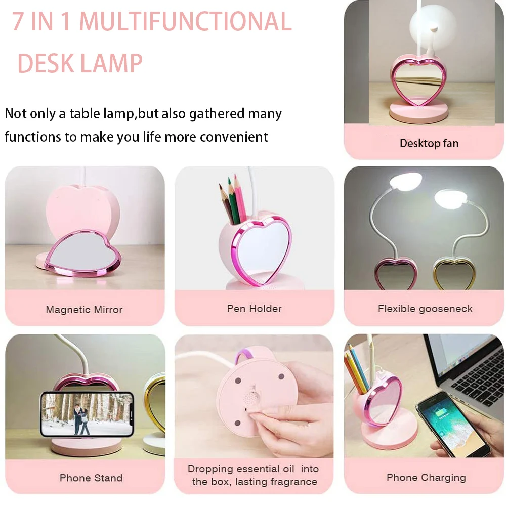 Rechargeable Desk Lamp Touch Table USB Charging Port and Pen/Mobile Phone Holder Console Multifunctional Reading Light | Лампы и