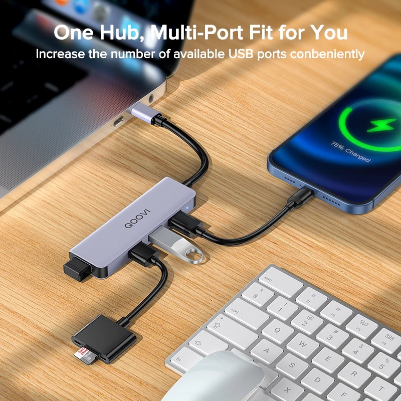 QOOVI USB C концентратор 4 в 1 Тип к 3 0 адаптер док-станция для Macbook Pro iPad Air HUAWEI Mate 40 30 USB-C