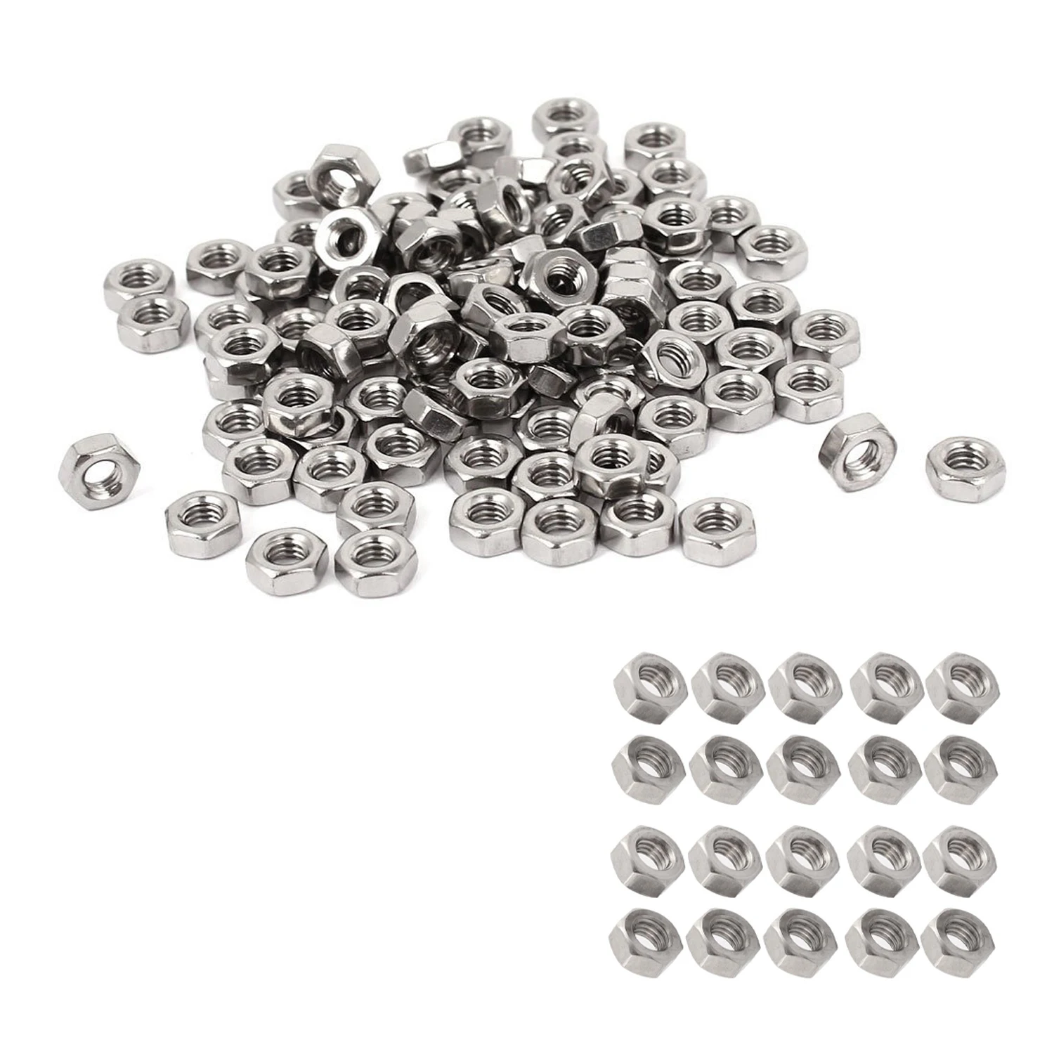 

Metric M3 Hex Nuts 304 Stainless Steel Fastener DIN934 100pcs for Bolt