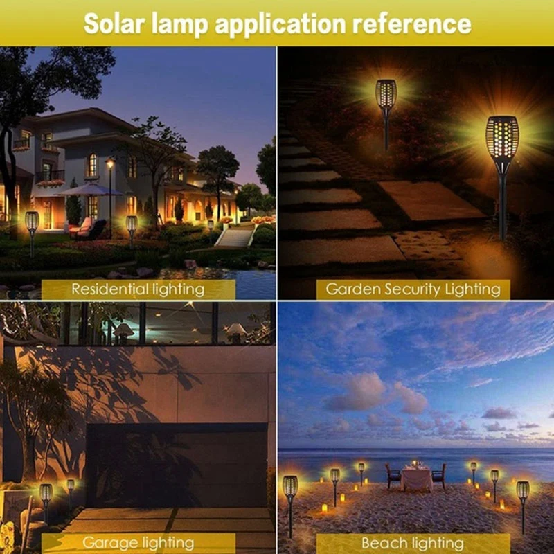 

2 Pcs Outdoor Camping Light Beach Light Solar Garden Light Flame Outdoor Waterproof 96LED Landscape Lawn Light