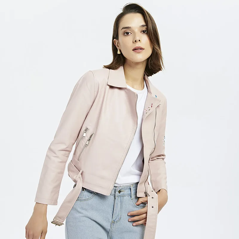 Мотоциклетная Женская Черная куртка на молнии из искусственной кожи 2019 зима