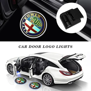 2Pcs/Set Car Led Door Welcome Light Laser Ghost Projector Logo Light For Alfa Romeo Stelvi 159 Giulietta 147 156 Car Accessories