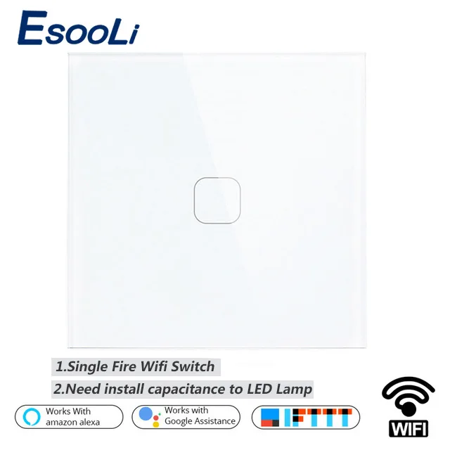 Умный настенный сенсорный выключатель EsooLi ЕС/Великобритания Wi Fi 1/2 клавиши 433