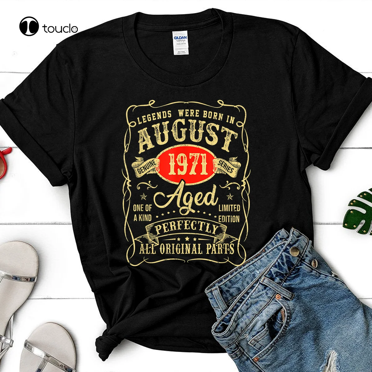 

Legends Were Born In August 1971 50Th Birthday Gifts T-Shirt For Men Woment Cotton Tee Shirt