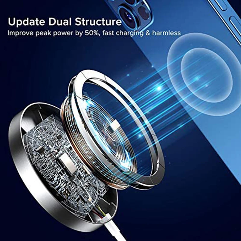 

15W Magnetic Wireless Charger For iPhone 12 Pro Max Mini Fast Magsafing Charger Dock Quick USB C Magnet Adsorbable Charging Pad