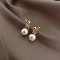 925 silver stud bow pearl earrings womens simple graceful and petite earrings 2020 new fashion earrings eardrops