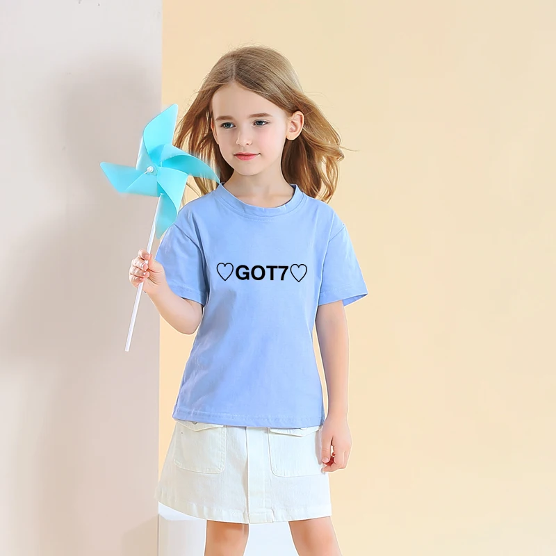 

Got7 T-Shirt Summer Boys And Girls Short Sleeve Cotton Tops Kids Korean Kpop Clothes Casual Children Cute Heart Printed T Shirts
