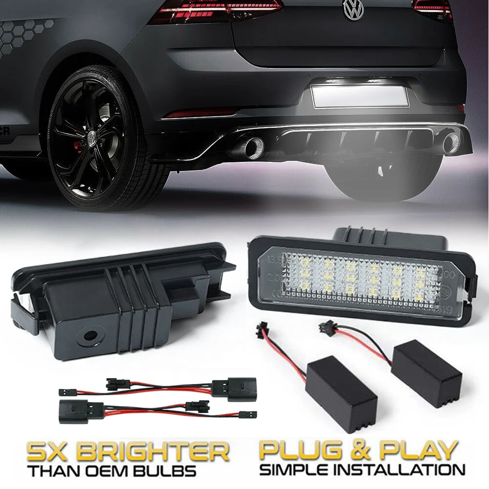 

2Pcs LED Number License Plate Light Lamps For VW Golf 4 5 6 7 R32 Rabbit Wagon Fox Arteon Crafter 2 Phaeton Lupo Polo Amarok Eos