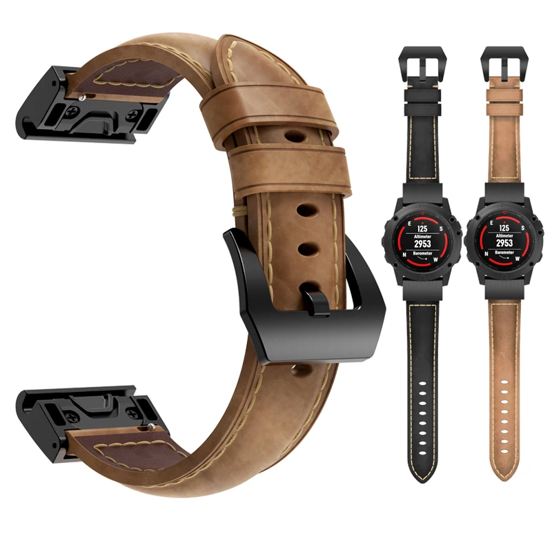 

20 22 26mm Genuine leather Quick fit watchband for Garmin Fenix 6X 6 6S Pro 5X 5 5S plus Fenix 3 3HR Forerunner 935 945 Bracelet