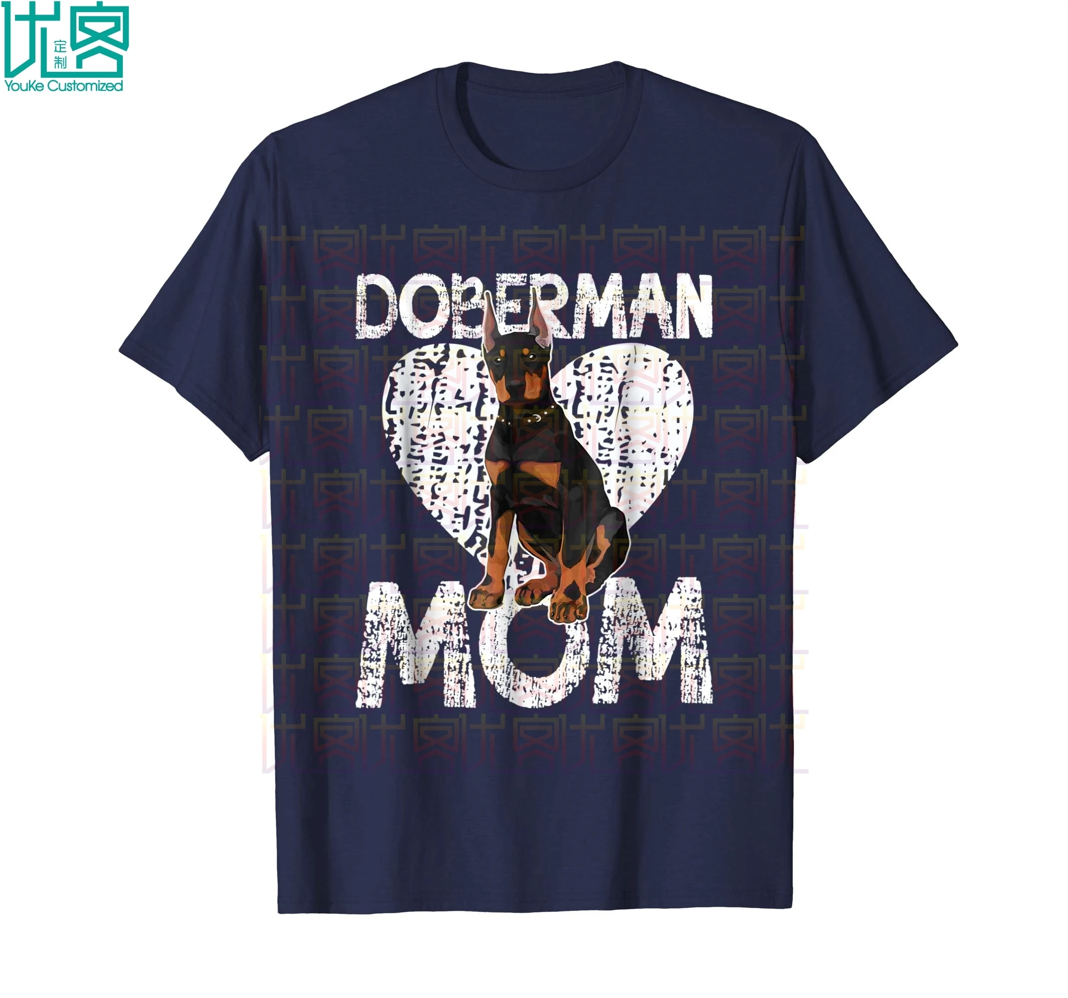 Милая футболка Doberman Pinscher Mom With Heart Уникальные повседневные футболки с короткими