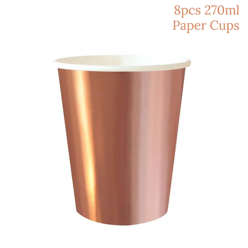 8pcs cups MEIDDING/вечерние одноразовые столовые приборы цвета розового золота; соломинки для чашек шампанского; декор для вечеринки в честь первого дня рождения; вечерние принадлежности для малышей - Цвет: 8pcs cups